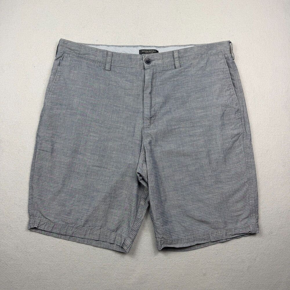 Banana Republic Emerson Shorts Mens 38 Blue Gray 100% Cotton Chino Flat Front